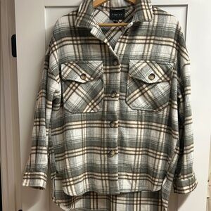 Timing Plaid Button-Up Shirt Jacket size medium